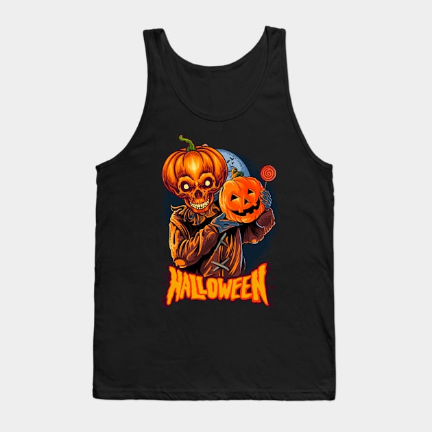 Halloween monster carrying pumpkin Tank Top by sharukhdesign